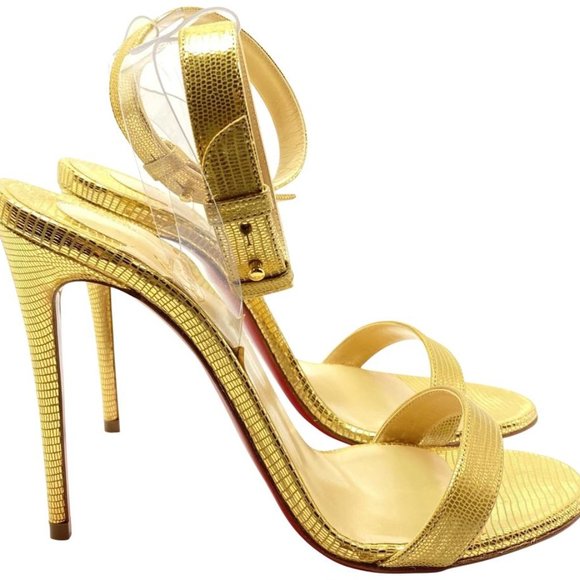 Christian Louboutin Shoes - Christian Louboutin Jonatina Gold PVC Heels 36.5